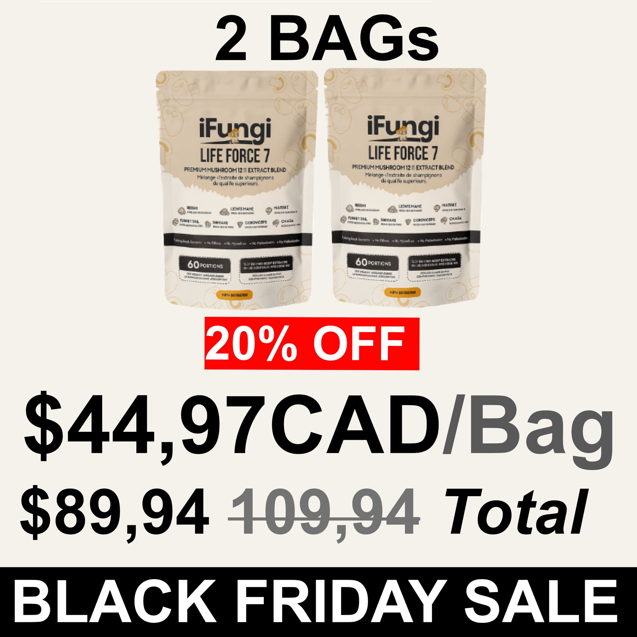 iFungi™ Life Force 7  (Premium 12:1 Mushroom Extract Blend)