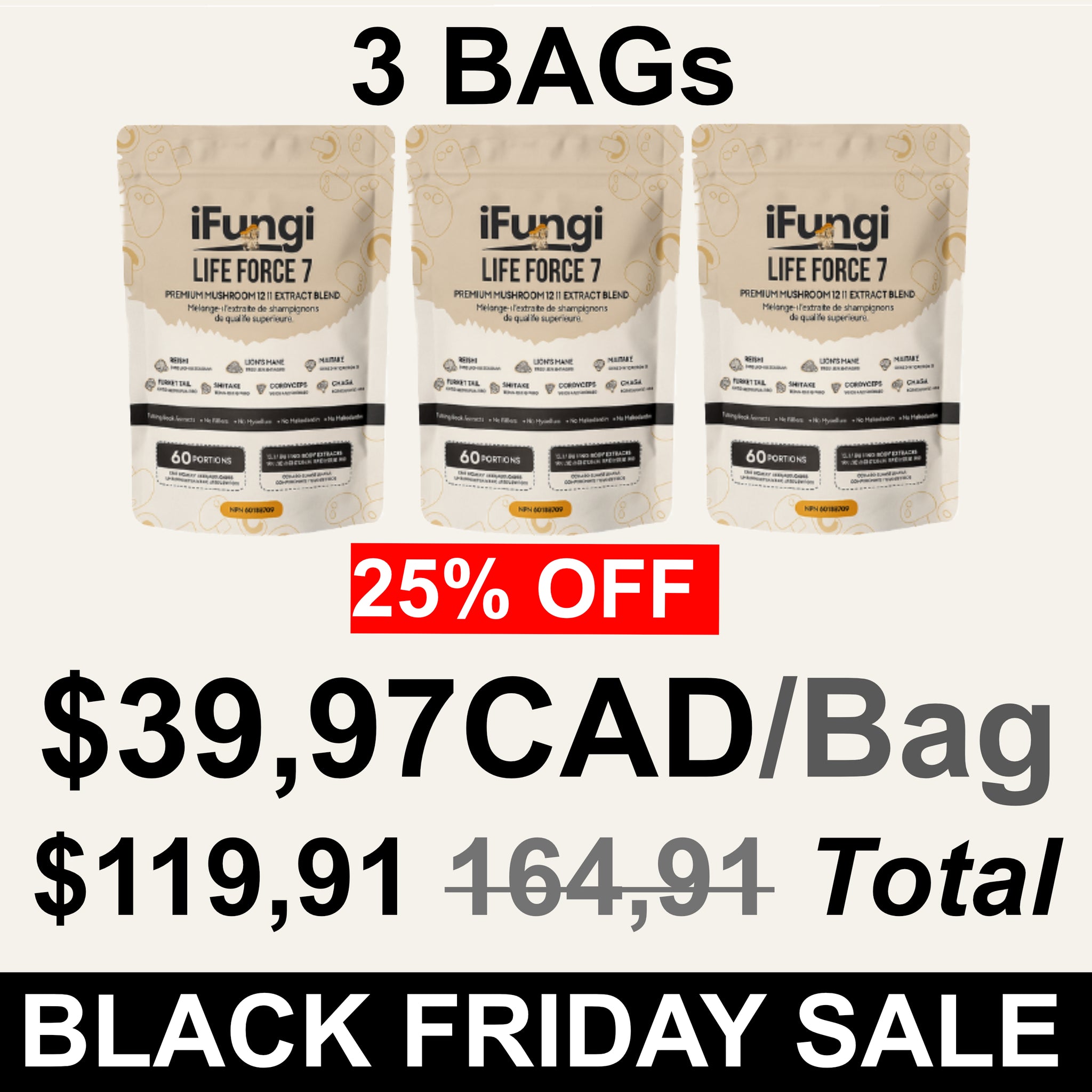 iFungi™ Life Force 7  (Premium 12:1 Mushroom Extract Blend)