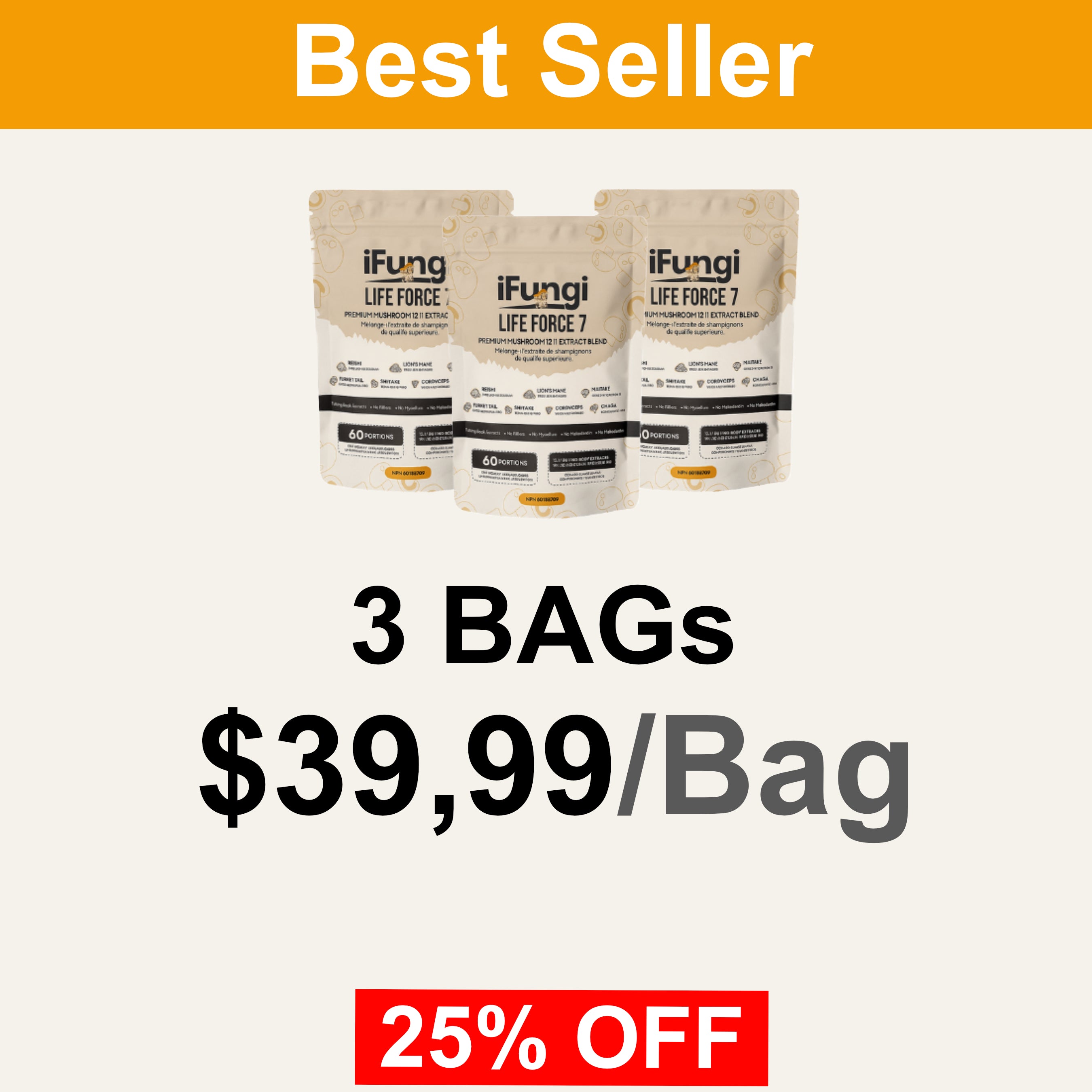 iFungi™ Life Force 7  (Premium 12:1 Mushroom Extract Blend)