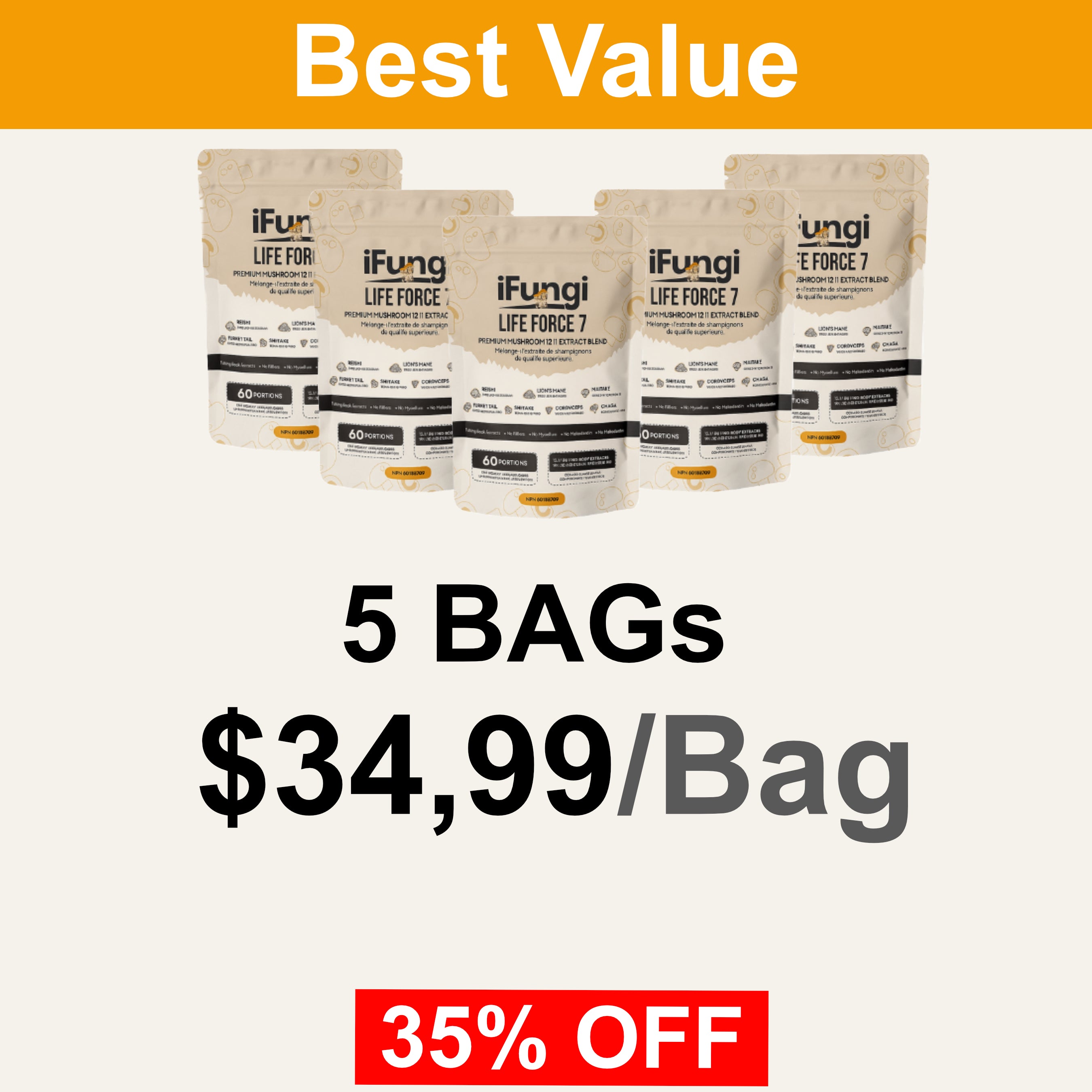 iFungi™ Life Force 7  (Premium 12:1 Mushroom Extract Blend)