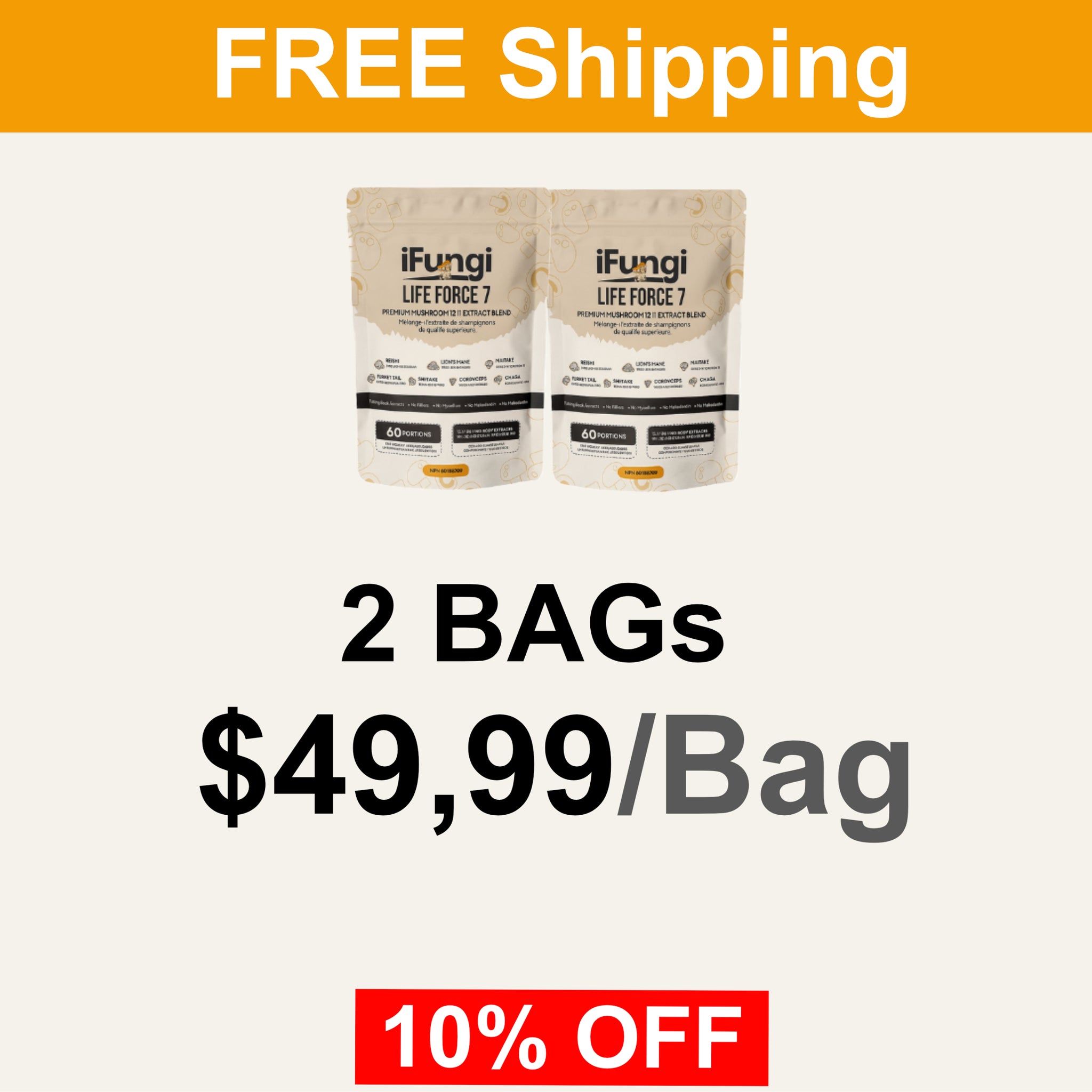 iFungi™ Life Force 7  (Premium 12:1 Mushroom Extract Blend)